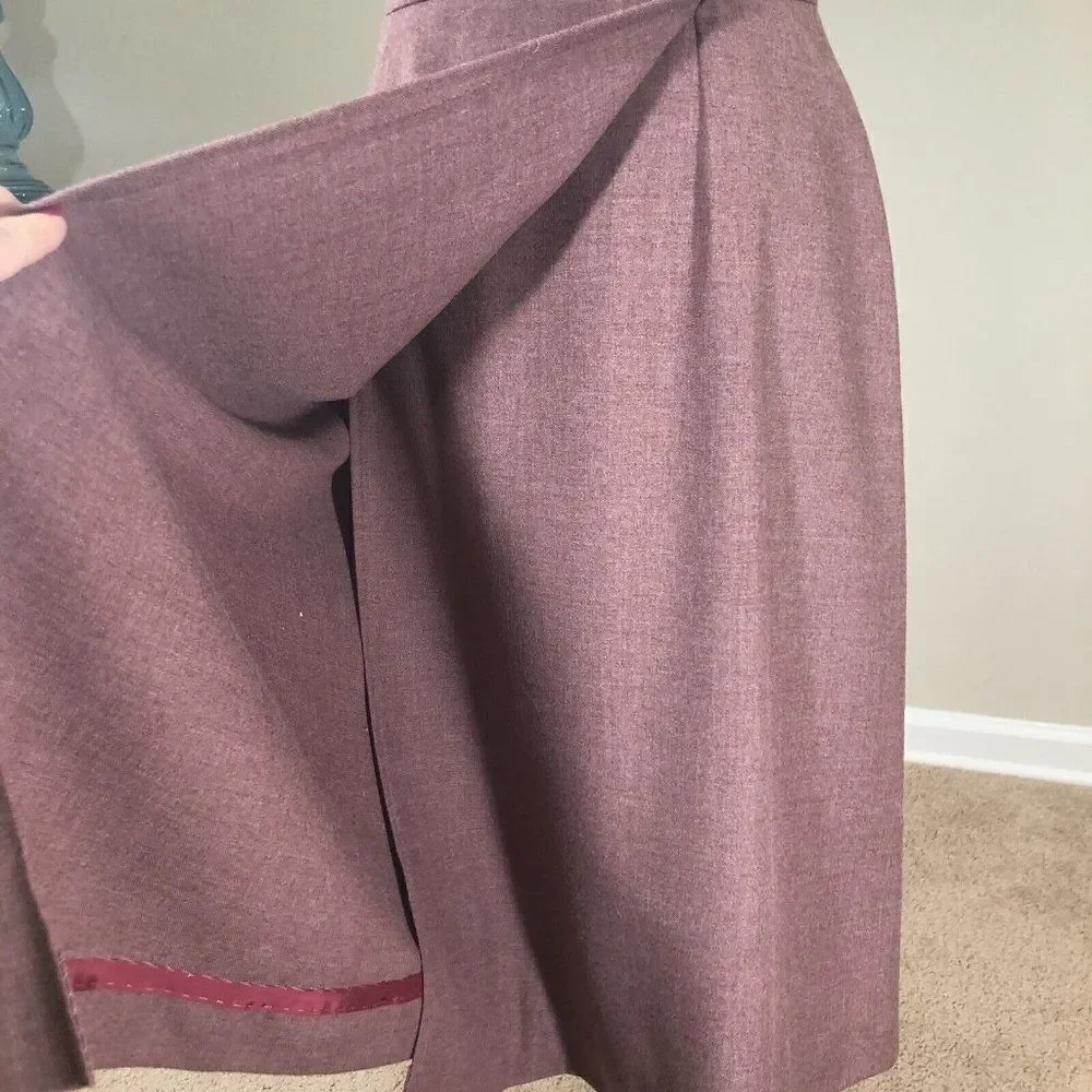 Vtg 60’s Peach Pie Sportswear Pink Wool Wrap Skirt Midi M Dusty Rose Mauve Med